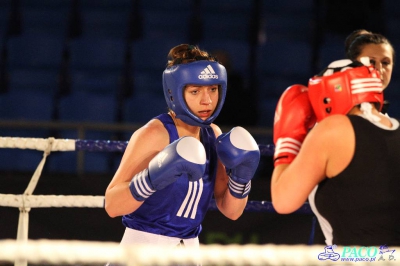 Półfinały 13. Mistrzostw Polski Kobiet w Boksie kategoria 75 kg: Katarzyna Cichosz (Hetman Białystok) - Justyna Sroczyńska (Energetyka Lubin) 2:1