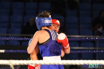 Półfinały 13. Mistrzostw Polski Kobiet w Boksie kategoria 75 kg: Katarzyna Cichosz (Hetman Białystok) - Justyna Sroczyńska (Energetyka Lubin) 2:1