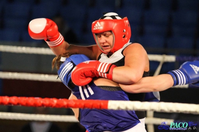 Półfinały 13. Mistrzostw Polski Kobiet w Boksie kategoria 75 kg: Katarzyna Cichosz (Hetman Białystok) - Justyna Sroczyńska (Energetyka Lubin) 2:1