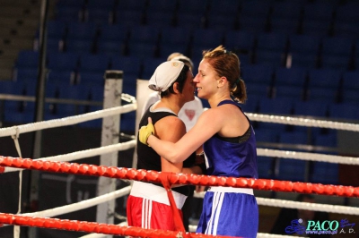 Półfinały 13. Mistrzostw Polski Kobiet w Boksie kategoria 75 kg: Katarzyna Cichosz (Hetman Białystok) - Justyna Sroczyńska (Energetyka Lubin) 2:1