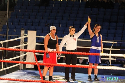 Półfinały 13. Mistrzostw Polski Kobiet w Boksie kategoria 75 kg: Katarzyna Cichosz (Hetman Białystok) - Justyna Sroczyńska (Energetyka Lubin) 2:1