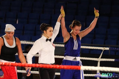 Półfinały 13. Mistrzostw Polski Kobiet w Boksie kategoria 75 kg: Katarzyna Cichosz (Hetman Białystok) - Justyna Sroczyńska (Energetyka Lubin) 2:1