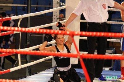 Półfinały 13. Mistrzostw Polski Kobiet w Boksie kategoria 57 kg: Sandra Kruk (UKS Kontra Elbląg) - Aleksandra Banak (Polonia Leszno) RSC 4